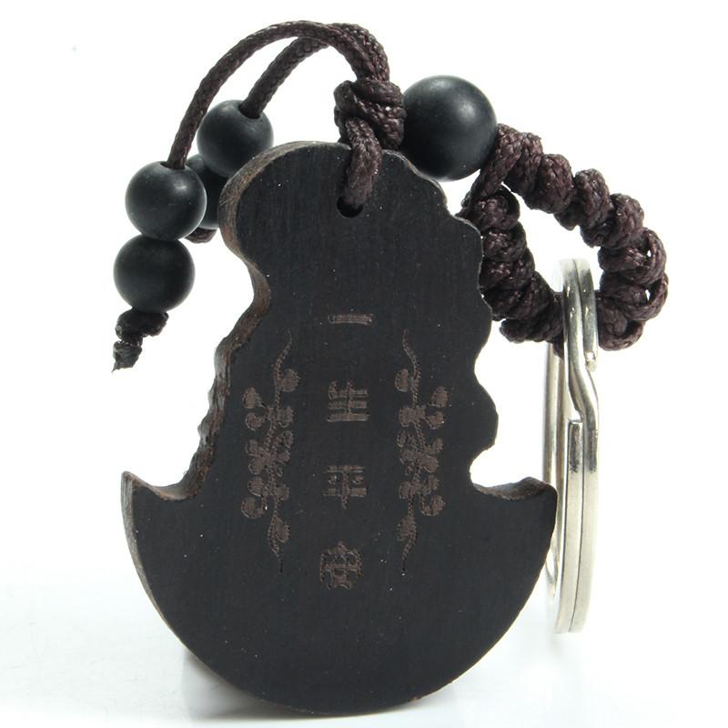 Traditional Wood  Dragon Axe Ebony Key Chain