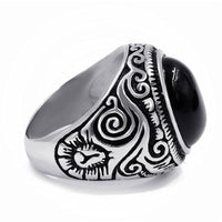 Thumbnail for Titanium Steel Signet Ring with Natural Crystals