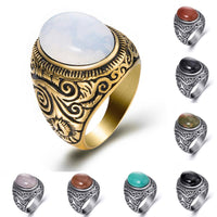 Thumbnail for Titanium Steel Signet Ring with Natural Crystals