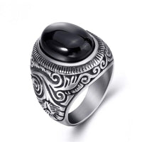 Thumbnail for Titanium Steel Signet Ring with Natural Crystals