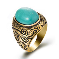 Thumbnail for Titanium Steel Signet Ring with Natural Crystals