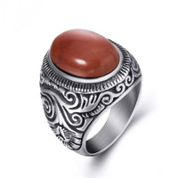 Thumbnail for Titanium Steel Signet Ring with Natural Crystals