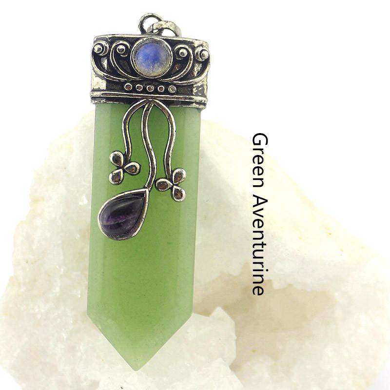 Sword Stone Natural Healing Crystals Pendant Necklace