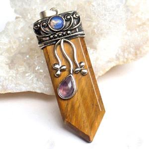 Sword Stone Natural Healing Crystals Pendant Necklace