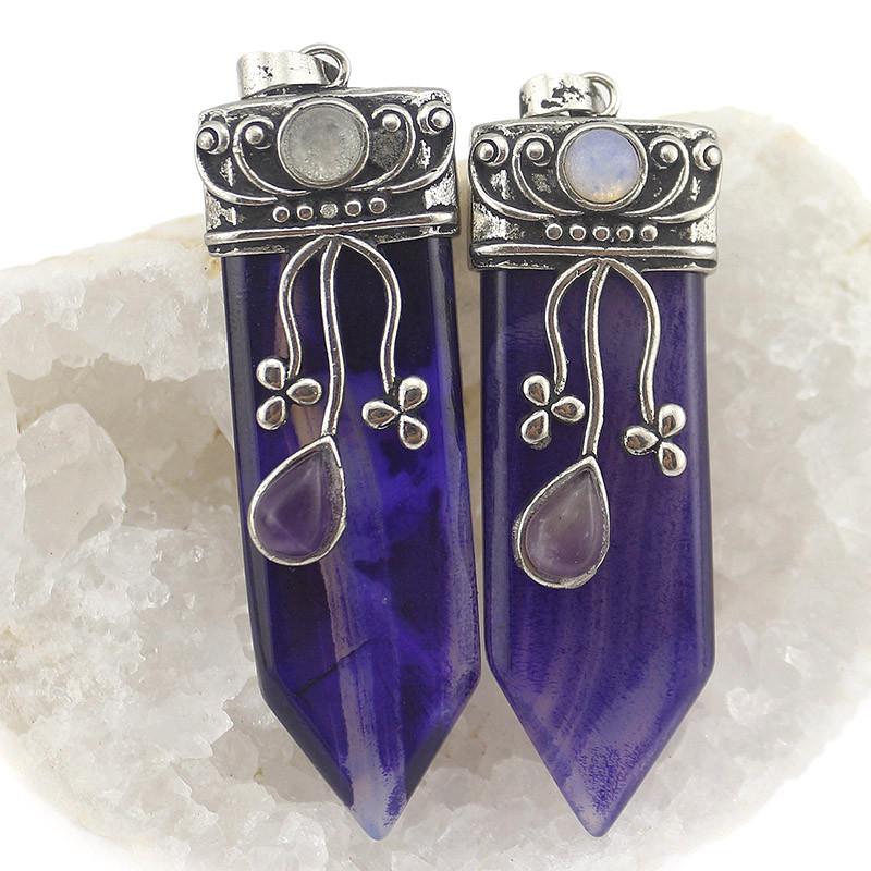 Sword Stone Natural Healing Crystals Pendant Necklace