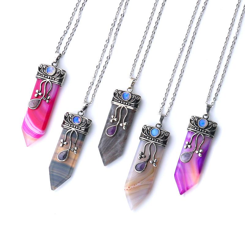 Sword Stone Natural Healing Crystals Pendant Necklace