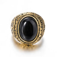 Thumbnail for Titanium Steel Signet Ring with Natural Crystals