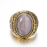 Thumbnail for Titanium Steel Signet Ring with Natural Crystals