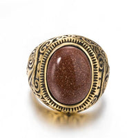 Thumbnail for Titanium Steel Signet Ring with Natural Crystals