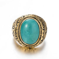 Thumbnail for Titanium Steel Signet Ring with Natural Crystals