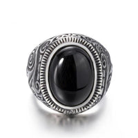 Thumbnail for Titanium Steel Signet Ring with Natural Crystals