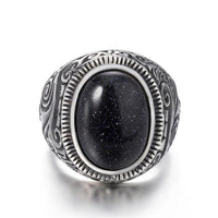 Thumbnail for Titanium Steel Signet Ring with Natural Crystals