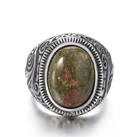 Thumbnail for Titanium Steel Signet Ring with Natural Crystals