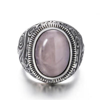 Thumbnail for Titanium Steel Signet Ring with Natural Crystals