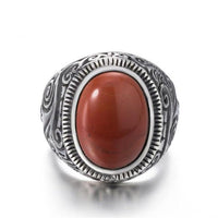 Thumbnail for Titanium Steel Signet Ring with Natural Crystals