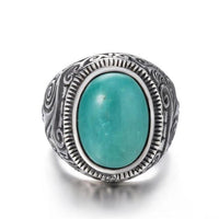 Thumbnail for Titanium Steel Signet Ring with Natural Crystals
