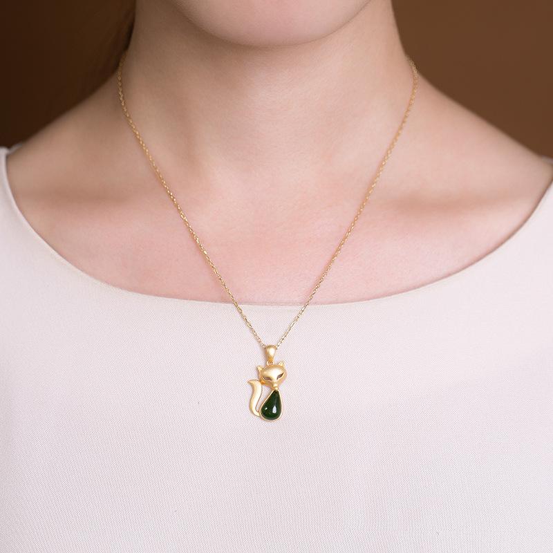 Natural Green Chalcedony Charm Necklace-Your Soul Place