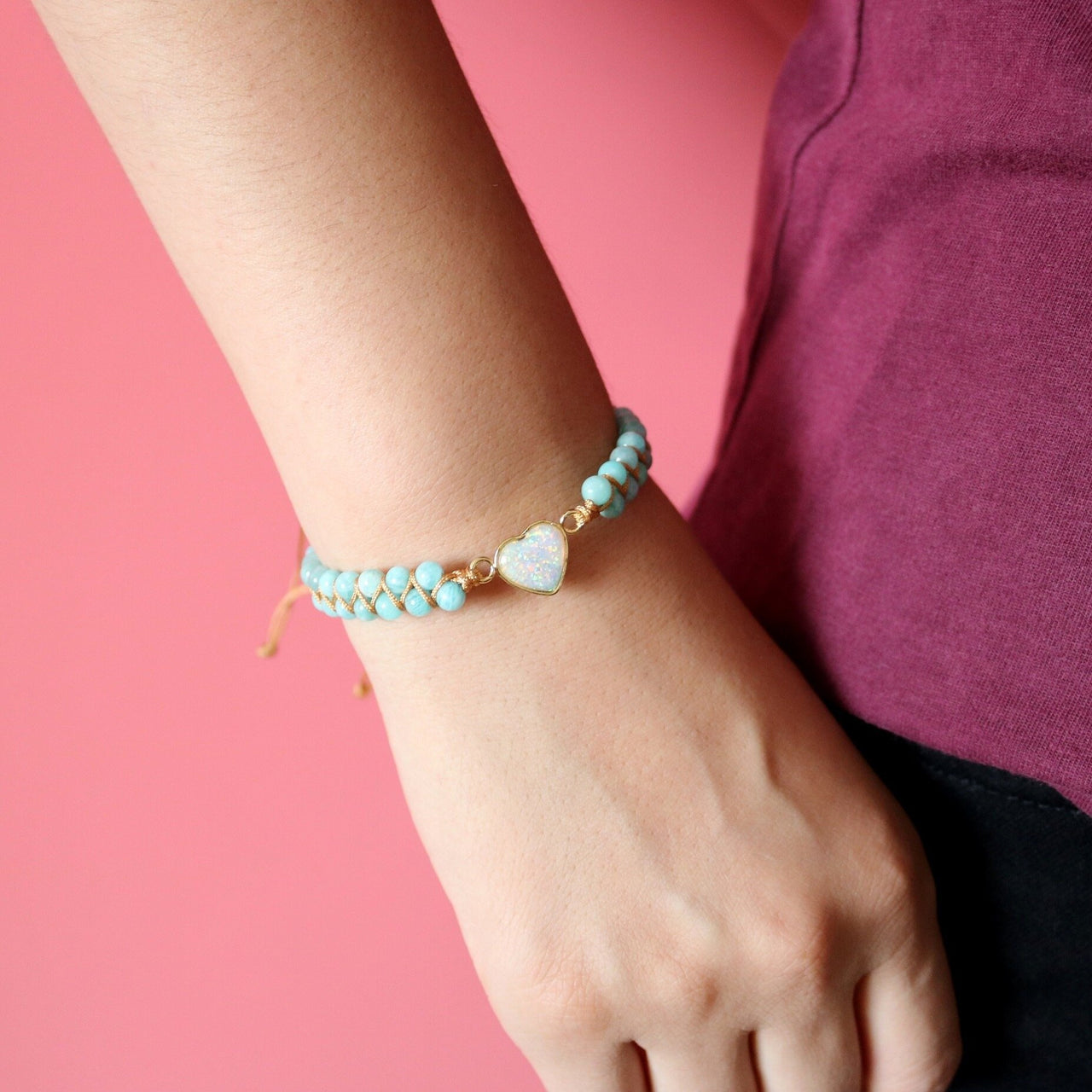 Amazonite Love Heart Opal Bracelet-Your Soul Place
