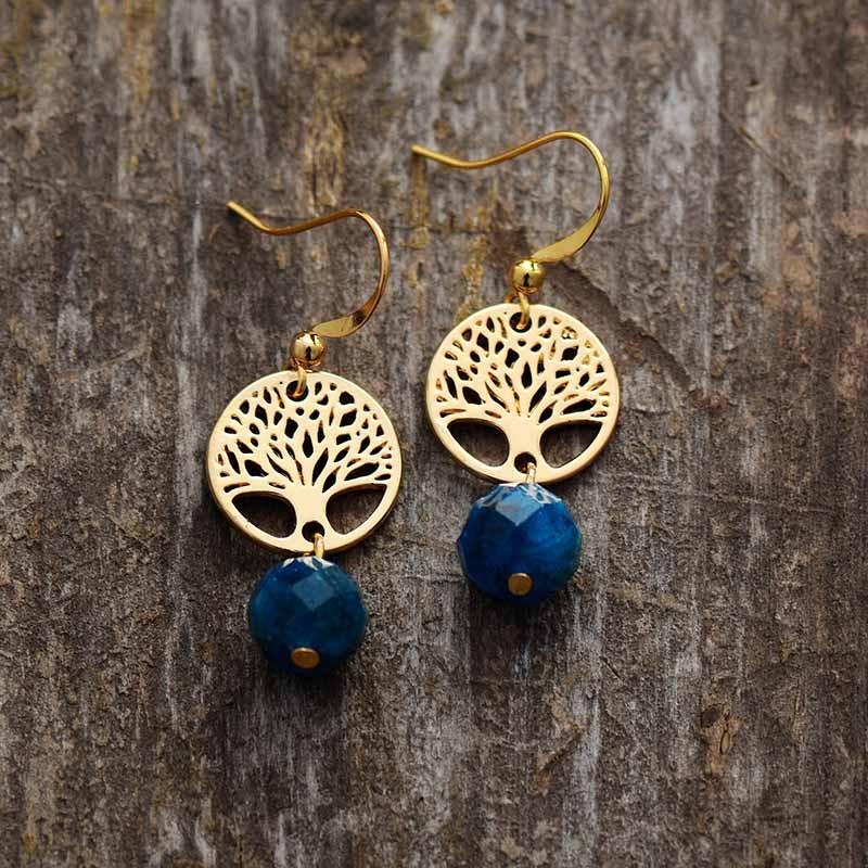 Tree of Life Heart Apatite Earrings-Your Soul Place