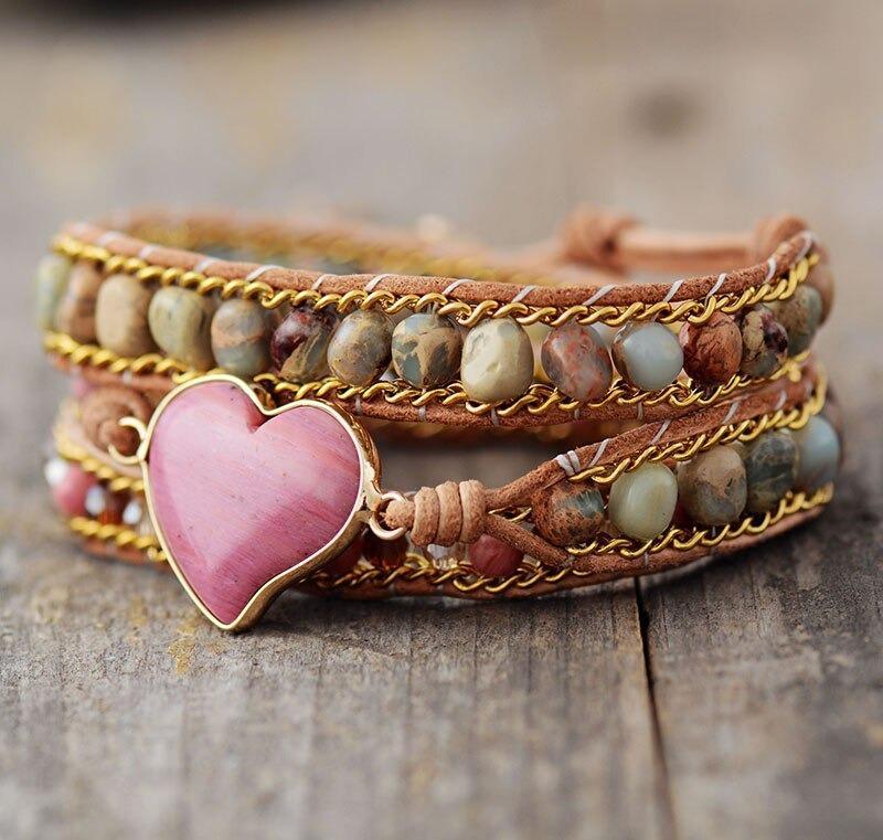 Vibrant Love Rhodonite Wrap Bracelet-Your Soul Place