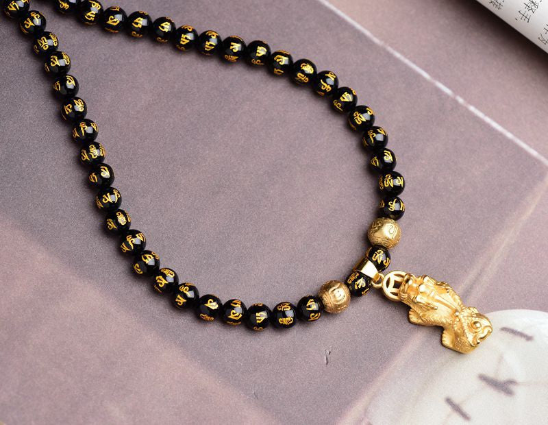 Feng Shui Black Obsidian Wealth Necklace