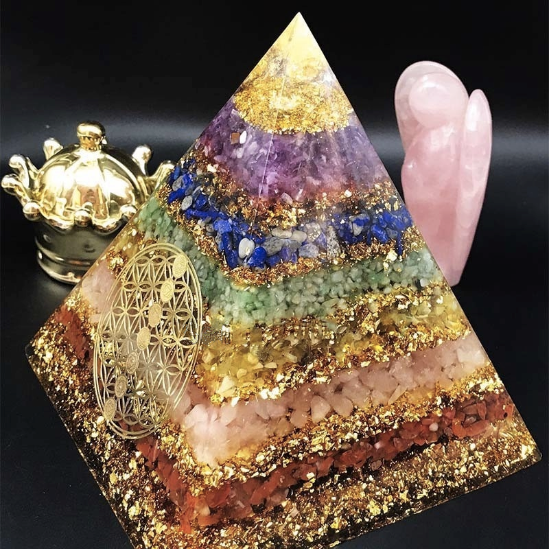 Seven Chakra Flower of Life Orgone Pyramid-Your Soul Place