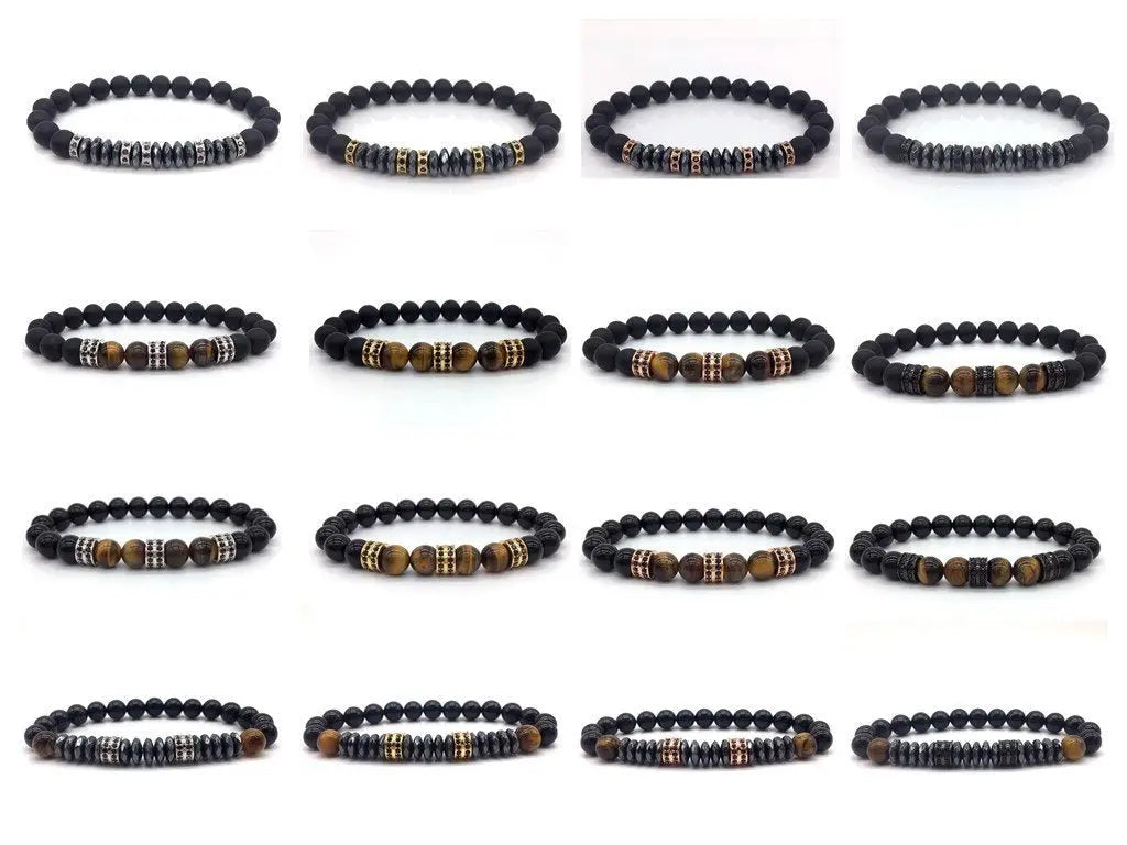 Elegant Hematite and Tiger Eye Crystal Paved Bracelet-Your Soul Place