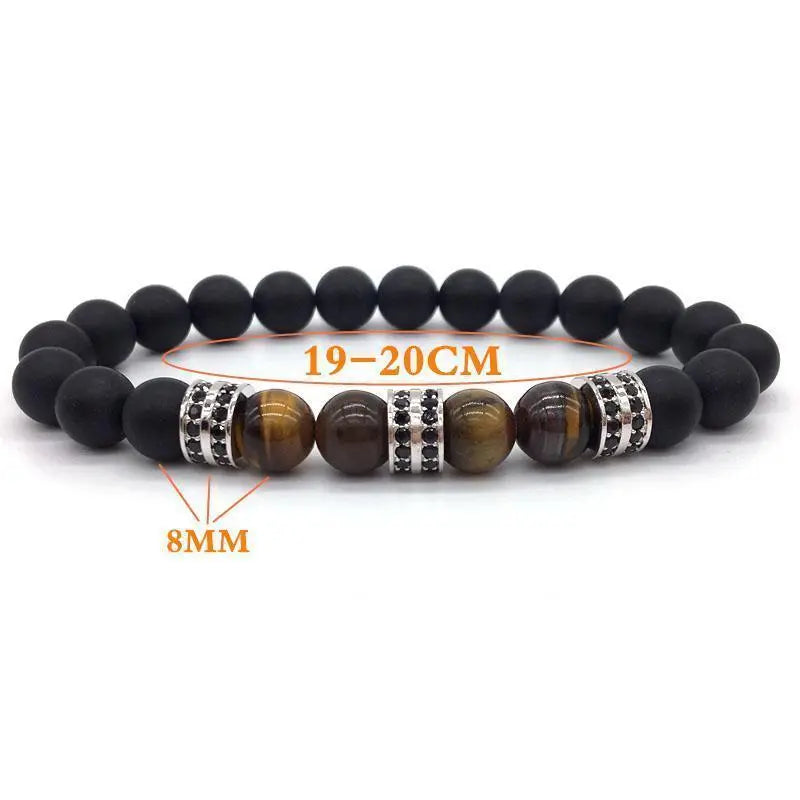 Elegant Hematite and Tiger Eye Crystal Paved Bracelet - Your Soul Place