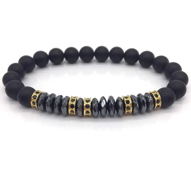 Elegant Hematite and Tiger Eye Crystal Paved Bracelet - Your Soul Place