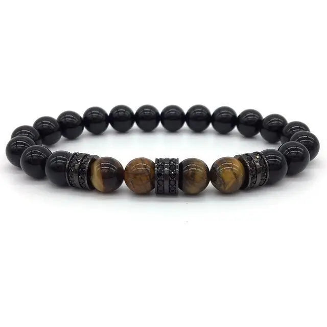 Elegant Hematite and Tiger Eye Crystal Paved Bracelet-Your Soul Place