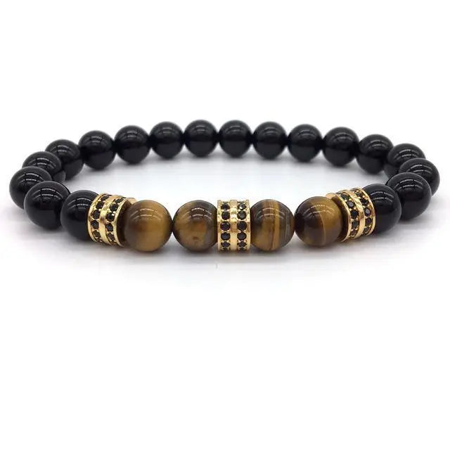 Elegant Hematite and Tiger Eye Crystal Paved Bracelet-Your Soul Place