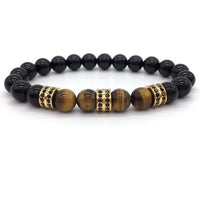 Thumbnail for Elegant Hematite and Tiger Eye Crystal Paved Bracelet-Your Soul Place