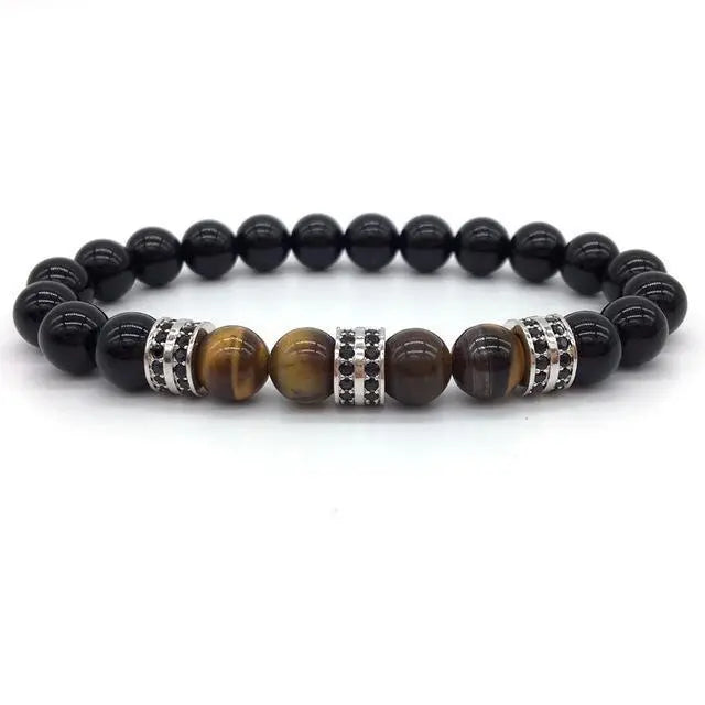 Elegant Hematite and Tiger Eye Crystal Paved Bracelet-Your Soul Place