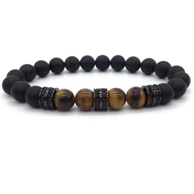 Elegant Hematite and Tiger Eye Crystal Paved Bracelet - Your Soul Place