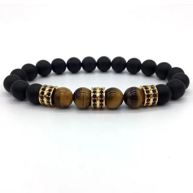 Elegant Hematite and Tiger Eye Crystal Paved Bracelet-Your Soul Place