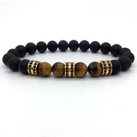 Thumbnail for Elegant Hematite and Tiger Eye Crystal Paved Bracelet-Your Soul Place