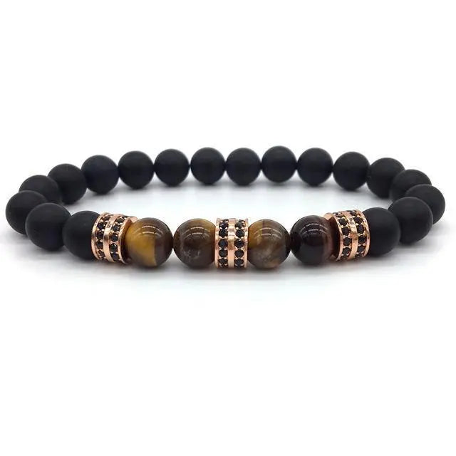 Elegant Hematite and Tiger Eye Crystal Paved Bracelet - Your Soul Place