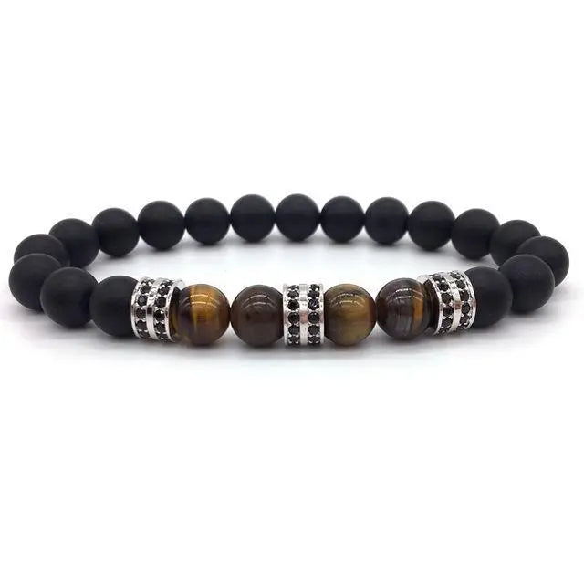 Elegant Hematite and Tiger Eye Crystal Paved Bracelet-Your Soul Place