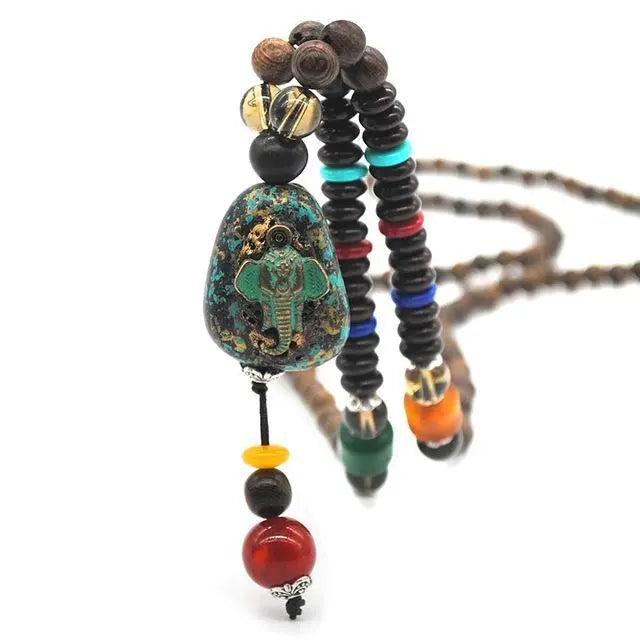 Handmade Nepal Buddhist Wenge Mala Necklace YourSoulPlace.com
