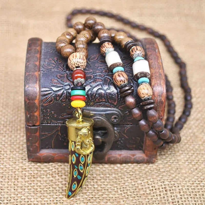 Handmade Nepal Buddhist Wenge Mala Necklace YourSoulPlace.com
