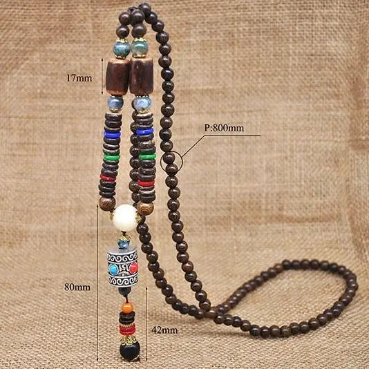 Handmade Nepal Buddhist Wenge Mala Necklace YourSoulPlace.com
