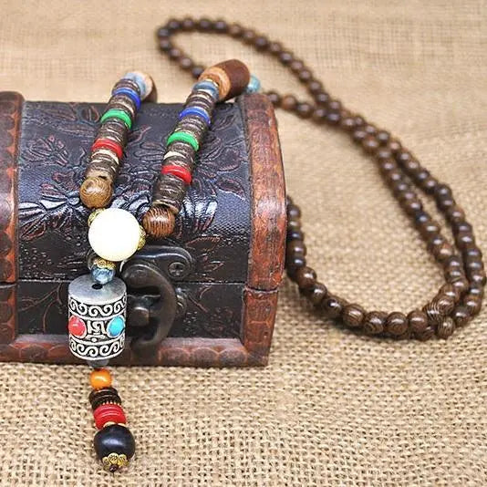 Handmade Nepal Buddhist Wenge Mala Necklace YourSoulPlace.com