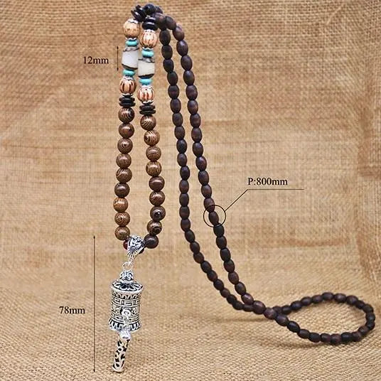 Handmade Nepal Buddhist Wenge Mala Necklace YourSoulPlace.com