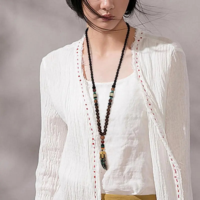 Handmade Nepal Buddhist Wenge Mala Necklace YourSoulPlace.com