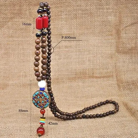 Handmade Nepal Buddhist Wenge Mala Necklace YourSoulPlace.com