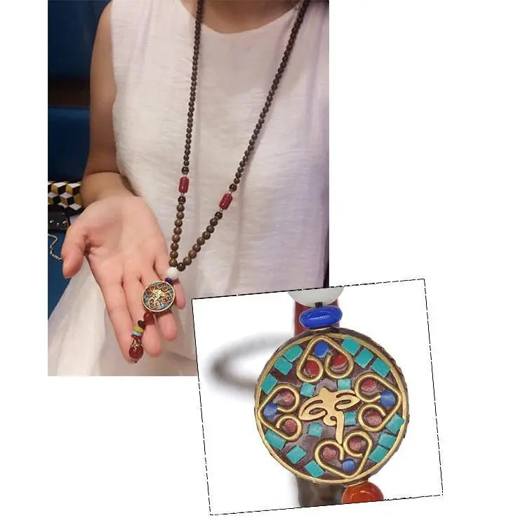 Handmade Nepal Buddhist Wenge Mala Necklace YourSoulPlace.com