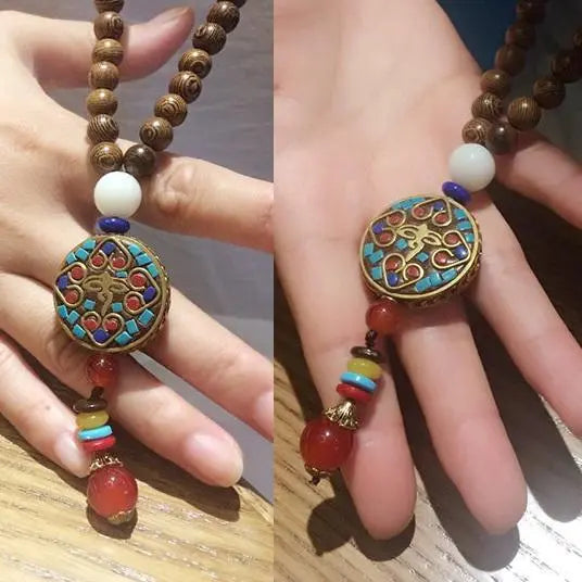 Handmade Nepal Buddhist Wenge Mala Necklace YourSoulPlace.com