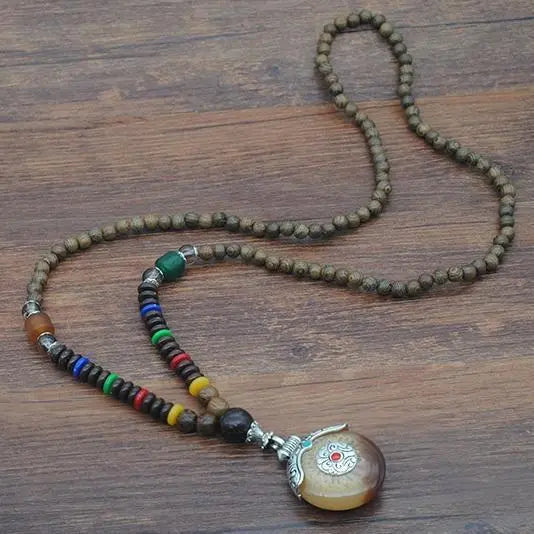 Handmade Nepal Buddhist Wenge Mala Necklace YourSoulPlace.com