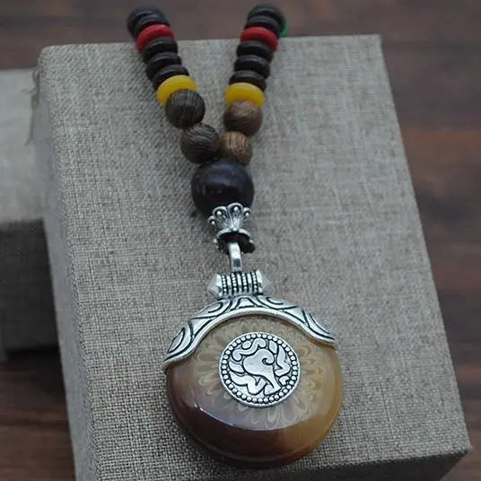 Handmade Nepal Buddhist Wenge Mala Necklace YourSoulPlace.com