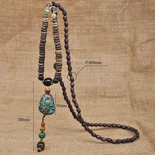 Handmade Nepal Buddhist Wenge Mala Necklace YourSoulPlace.com